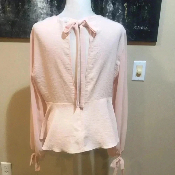 TopShop Chiffon SheerTie Long Sleeves and Open Back with Zipper-Size 10 - Picture 2 of 11